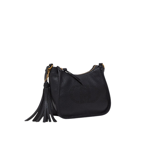 Borsa Donna hobo piccola con charm Nero retro