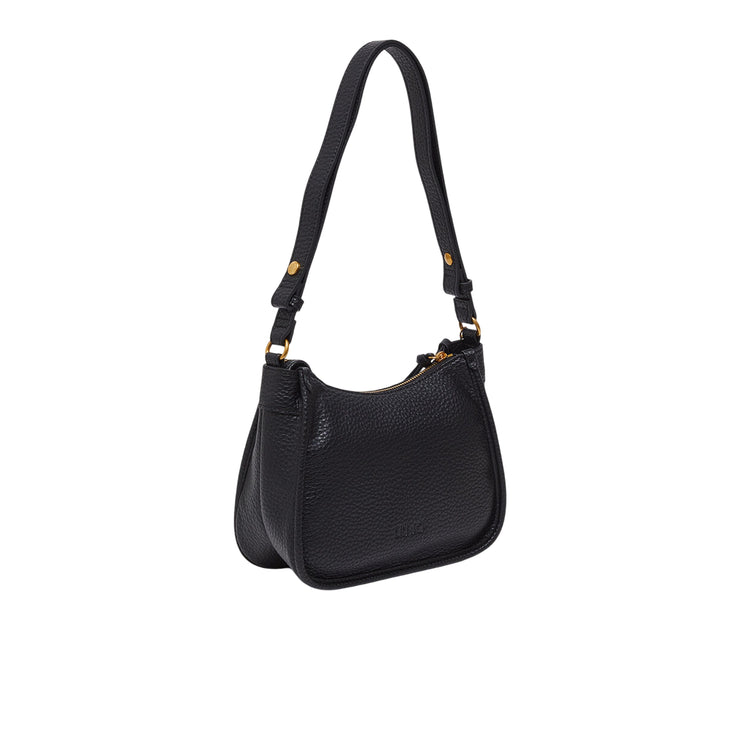 Borsa Donna hobo piccola con charm Nero retro con manico in vista