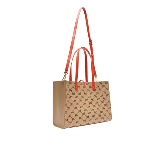 Tote bag grande da donna con logo monogram con tracolla retro