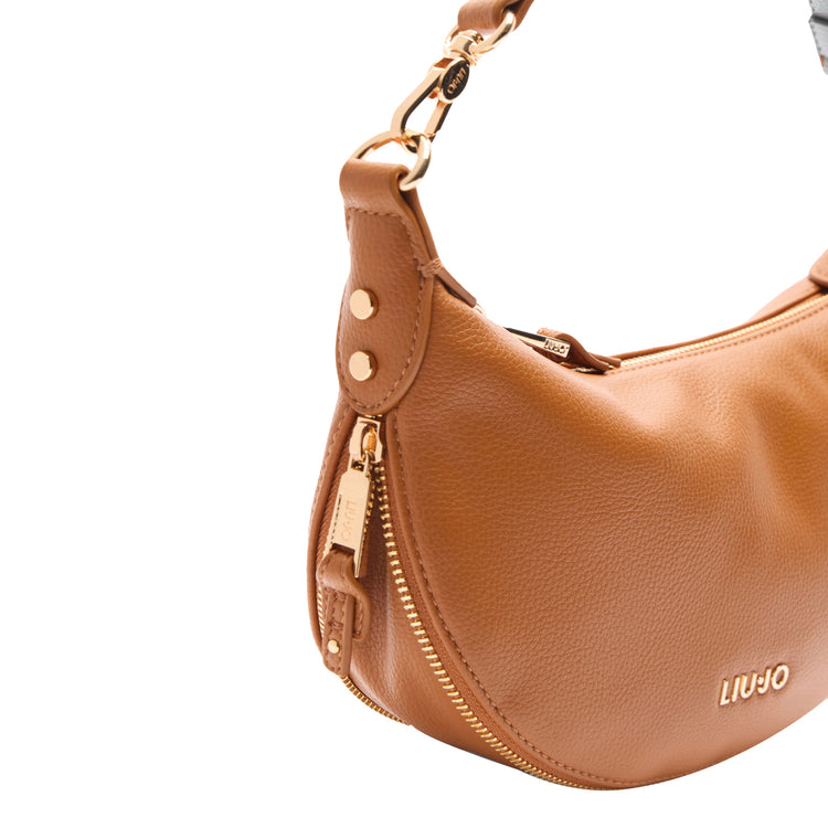 Borsa a spalla Donna a mezza luna marrone dettaglio