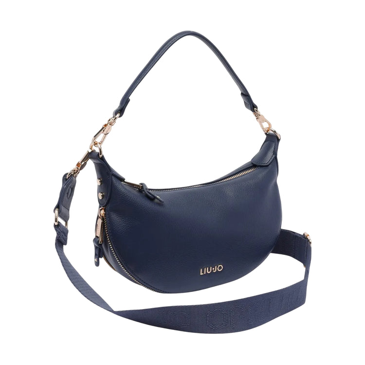 Borsa a spalla Donna a mezza luna blu con tracolla