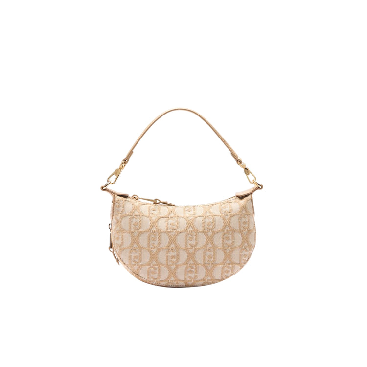Borsa piccola jacquard da donna con logo all over Beige