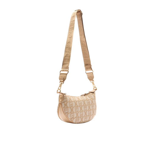 Borsa piccola jacquard da donna con logo all over Beige con tracolla