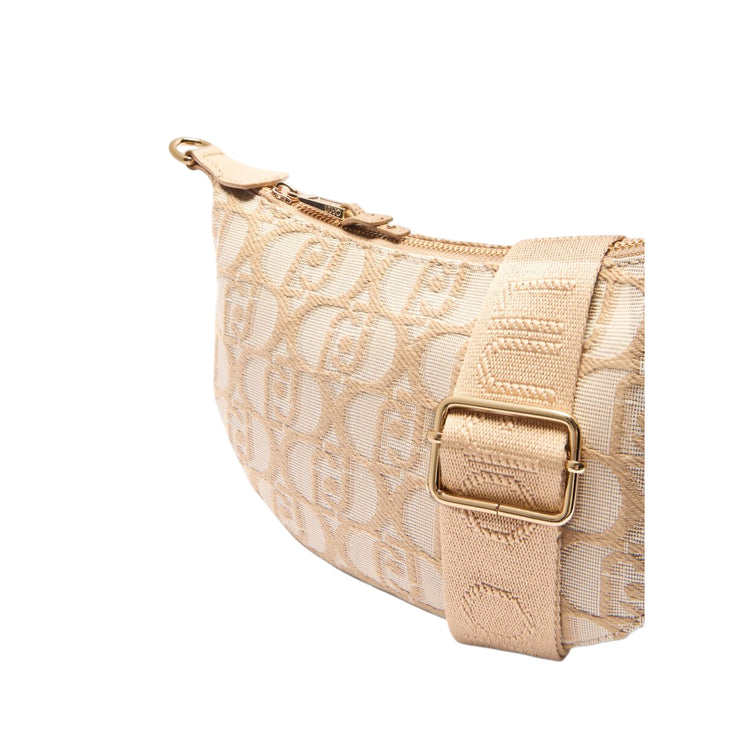 Borsa piccola jacquard da donna con logo all over Beige