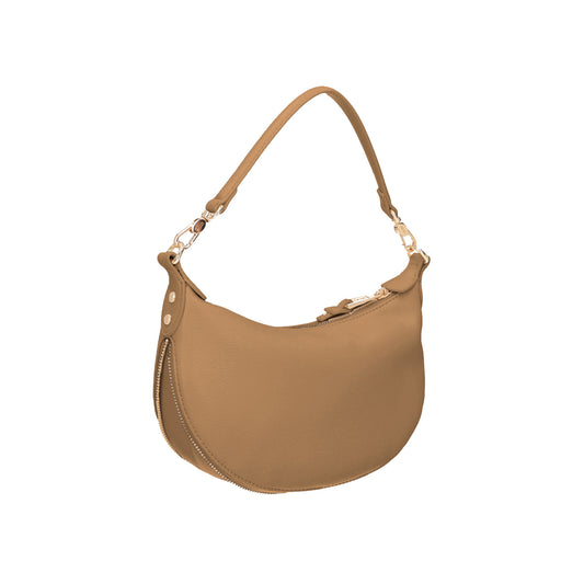 Borsa a spalla Donna a mezza luna bianca beige retro