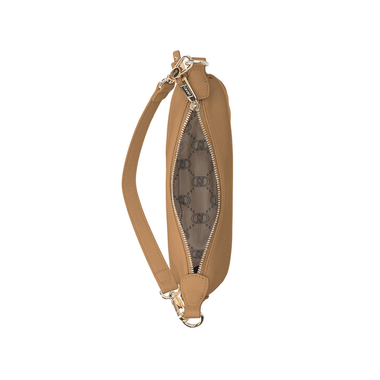 Borsa a spalla Donna a mezza luna bianca beige interno