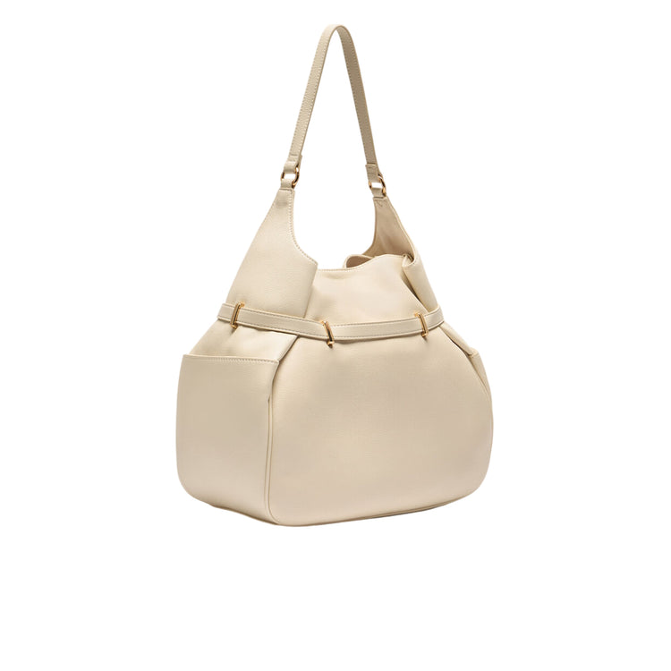 Borsa a spalla hobo media bianco retro