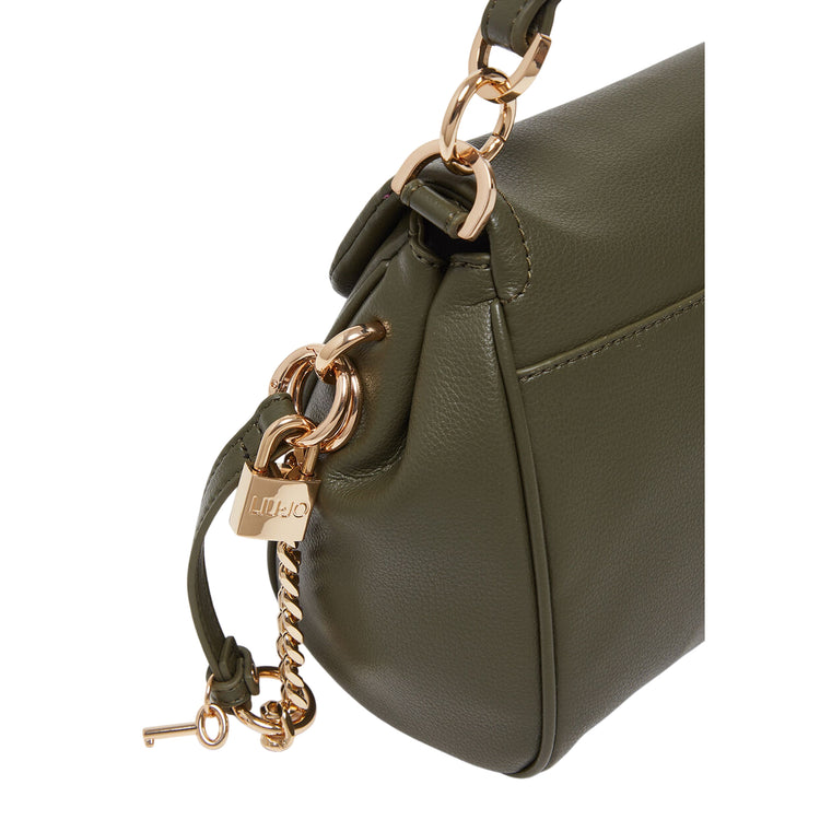 Borsa a spalla Verde militare da Donna con charm dettaglio charm
