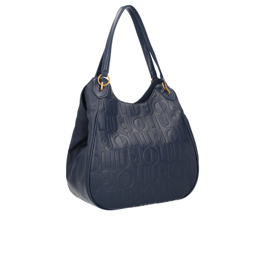 Borsa grande blu da donna con catena gioiello retro