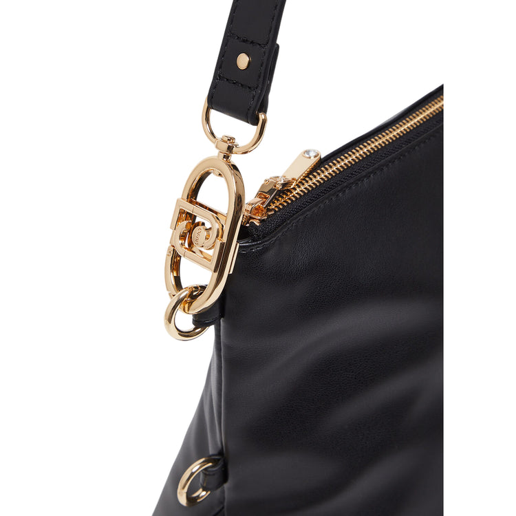 Borsa Hobo Piccola a spalla Nera dettaglio logo