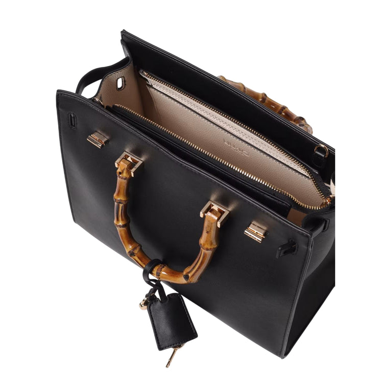 Borsa a mano Nera Donna con manici effetto bambù interno