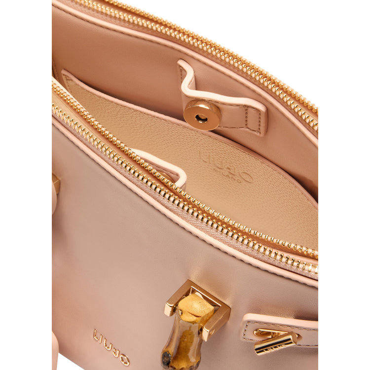 Borsa a mano Donna con manici bambù Rosa dettaglio