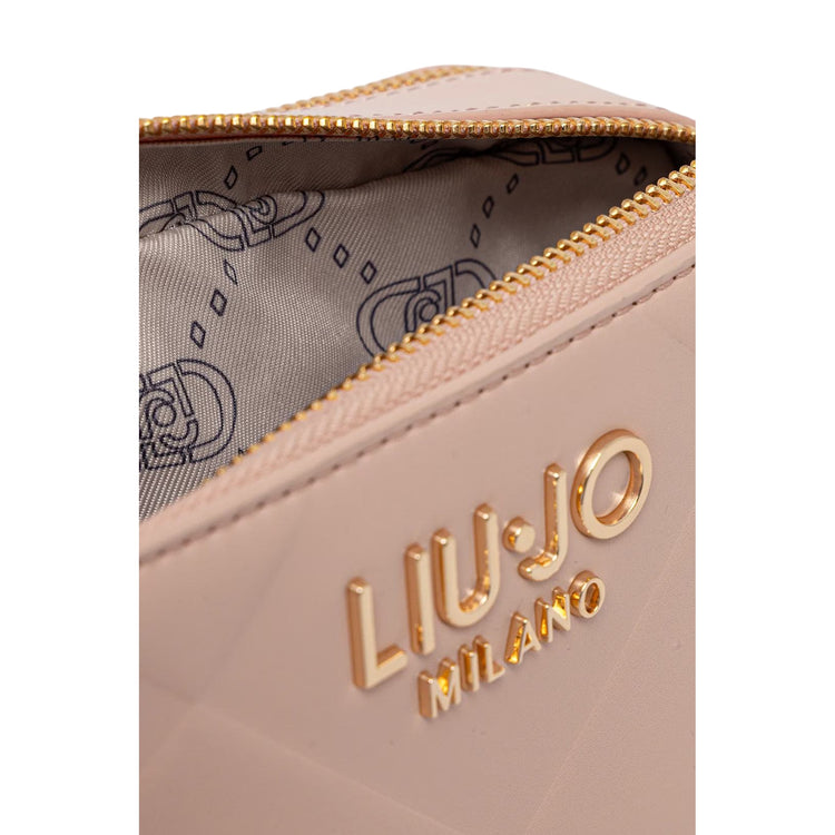 Borsa a tracolla mini Donna Rosa dettaglio logo e zip aperta
