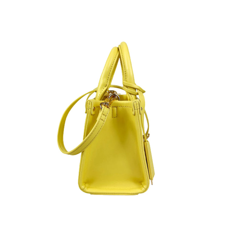 Mini Borsa donna con rombi a rilievo Giallo laterale