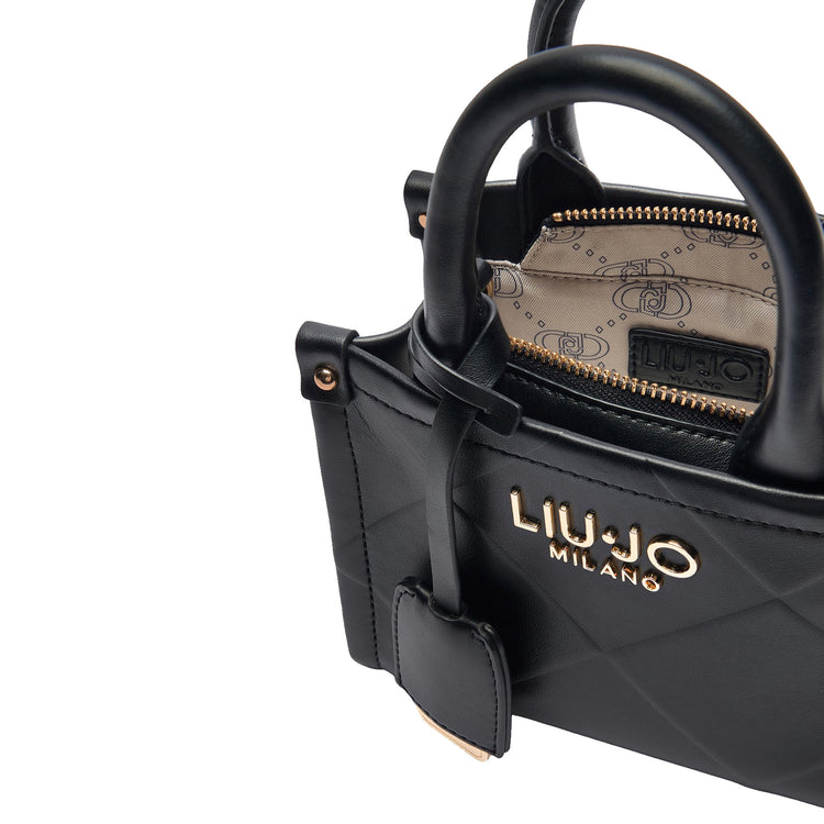 Mini Borsa donna con rombi a rilievo Nero