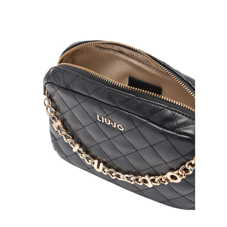 Borsa a tracolla da donna in nero matelassé interno