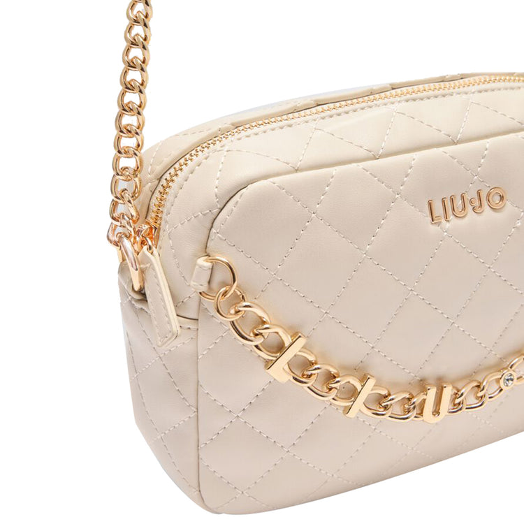 Borsa a tracolla da donna in beige matelassé dettaglio