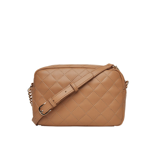 Borsa a tracolla da donna in marrone matelassé