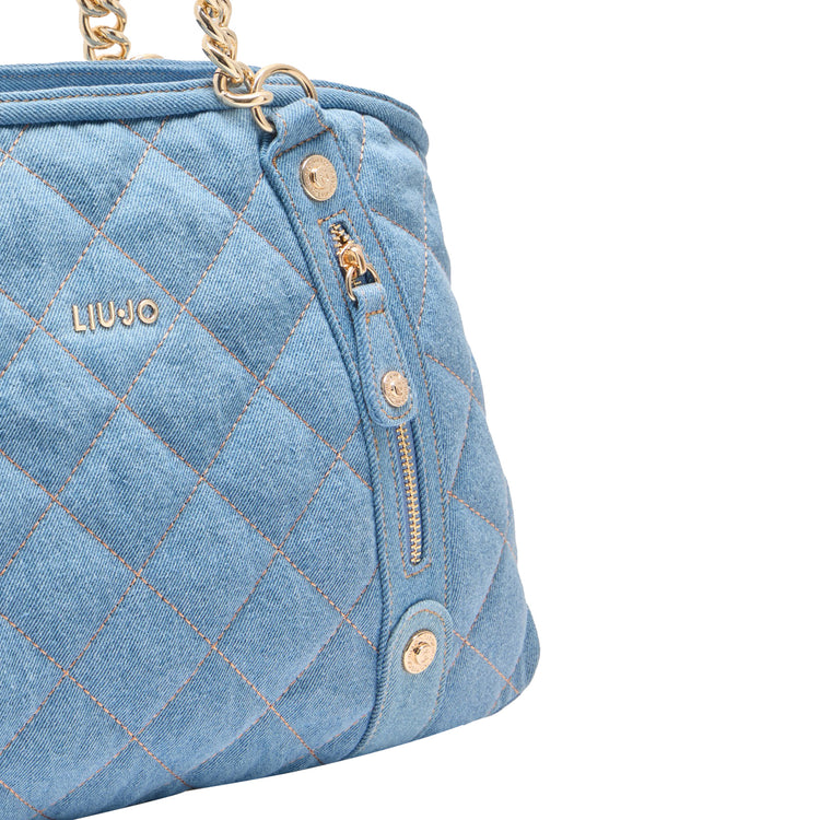 Borsa Donna a mano in denim matelassé dettaglio