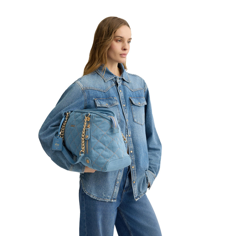 Borsa Donna a mano in denim matelassé modella