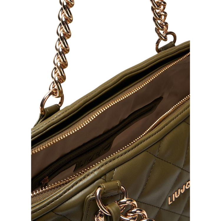 Borsa Donna con trapuntatura matelassé verde militare dettaglio zip