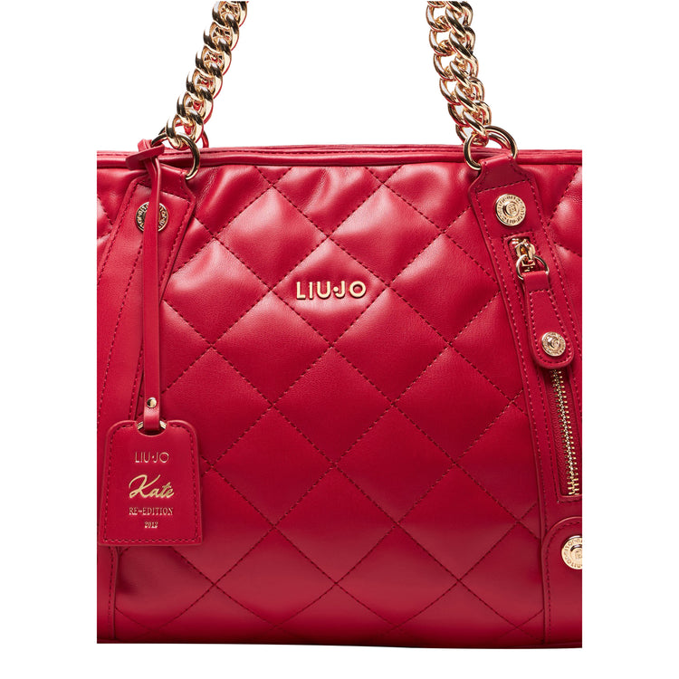 Borsa Donna a mano con trapuntatura matelassé rossa dettaglio