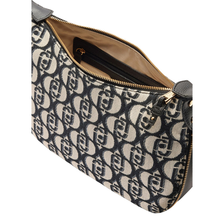 Borsa Hobo Media jacquard Nero apertura a zip