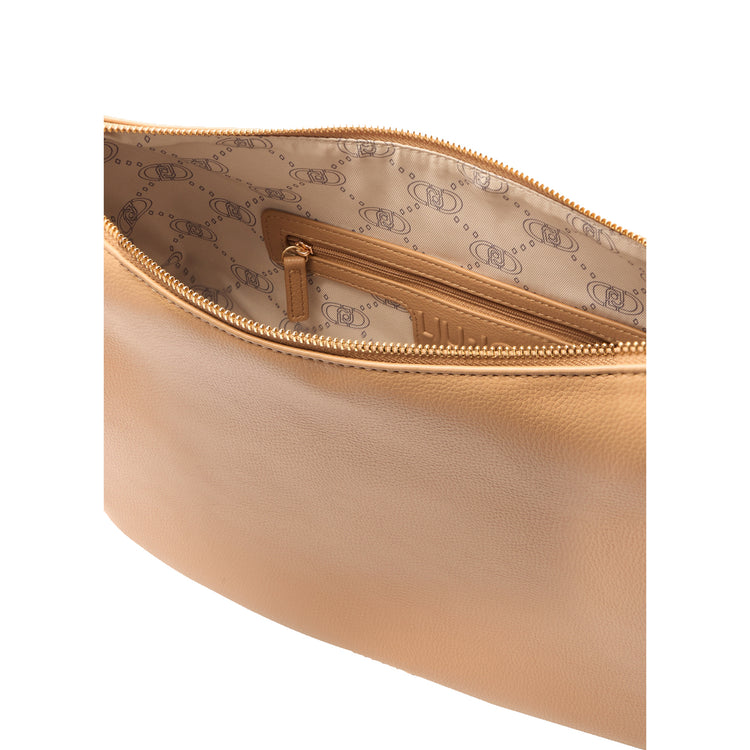 Borsa a spalla in poliuretano bottalato Beige interno
