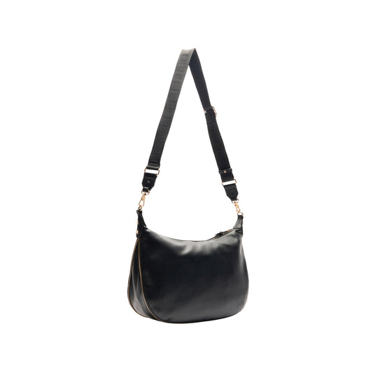 Borsa a spalla in poliuretano bottalato Nero retro