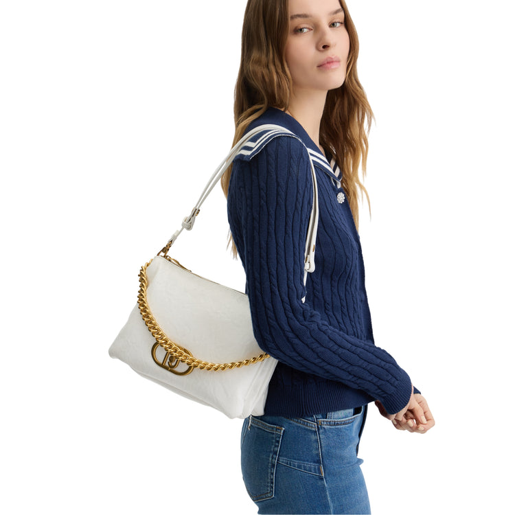 Borsa a spalla media da Donna LaPuffy Bianco su modella