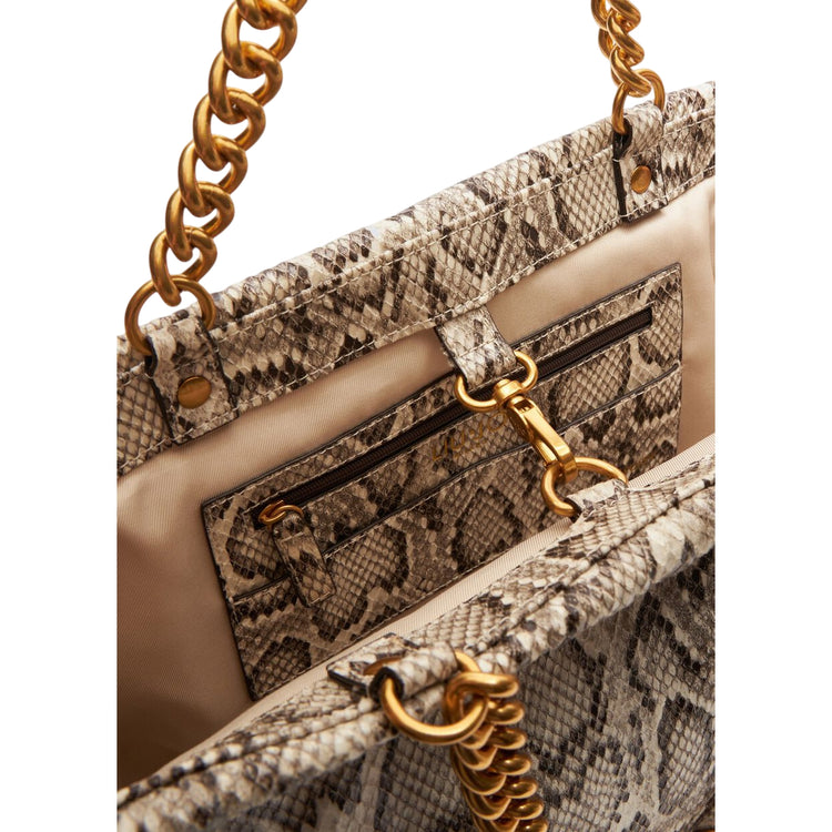 Borsa Donna LaPuffy Grande pitonata dettaglio chiusura moschettone