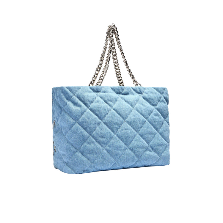 Tote bag grande LaPuffy con catene Celeste