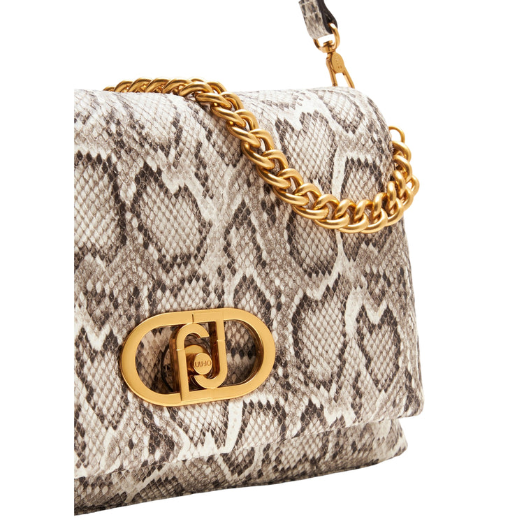 Borsa da donna grande LaPuffy pitonata dettaglio logo