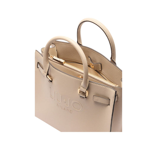 Borsa Shopping tinta unita beige