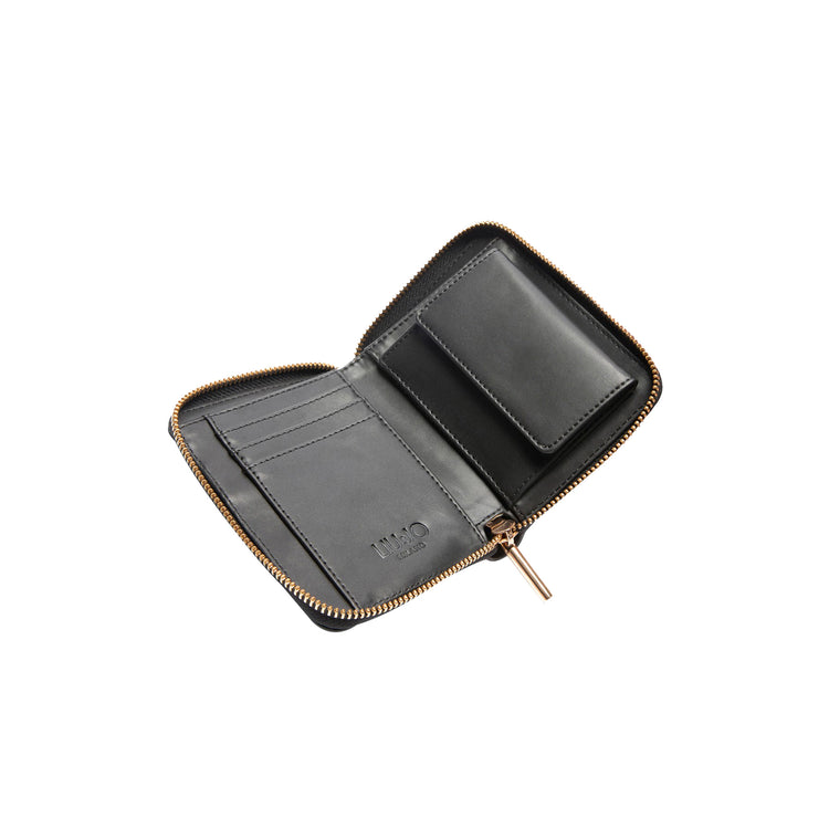 Portafoglio Piccolo da donna con zip bottalato Nero interno