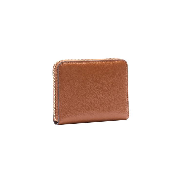 Portafoglio Piccolo da donna con zip bottalato Marrone