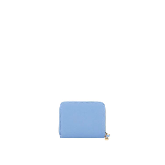 Portafoglio Piccolo Donna con logo a rilievo celeste retro