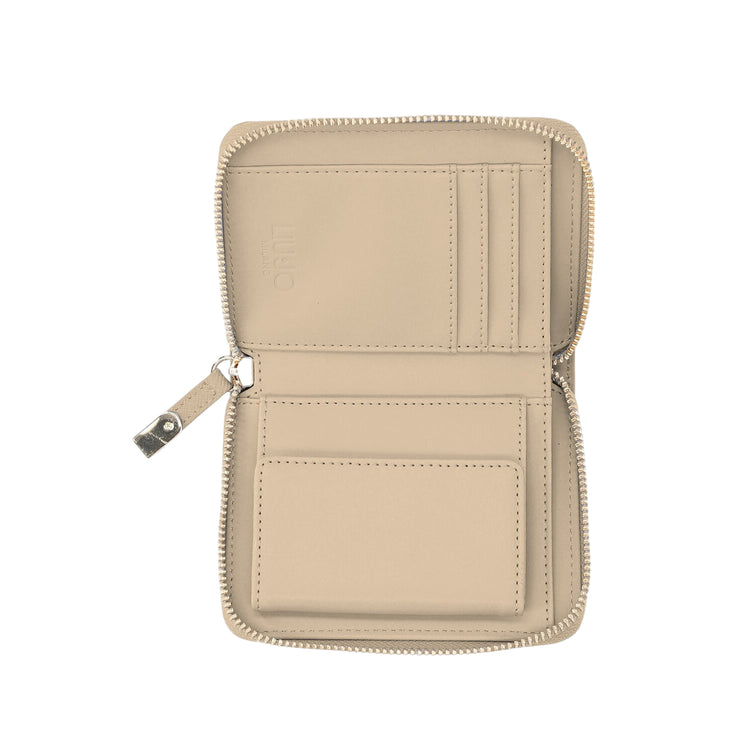 Portafoglio Piccolo Donna con zip Beige interno