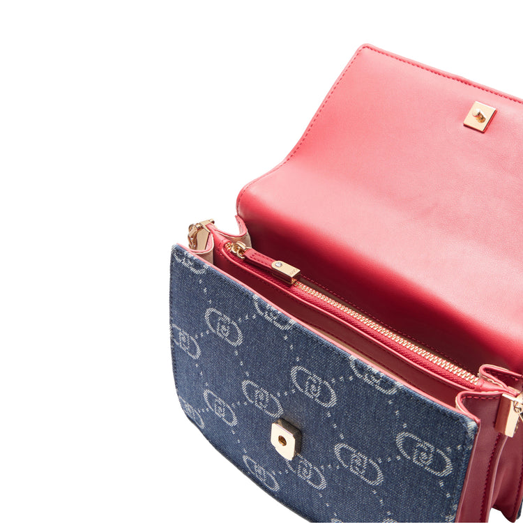 Borsa a tracolla Donna in denim jacquard interno
