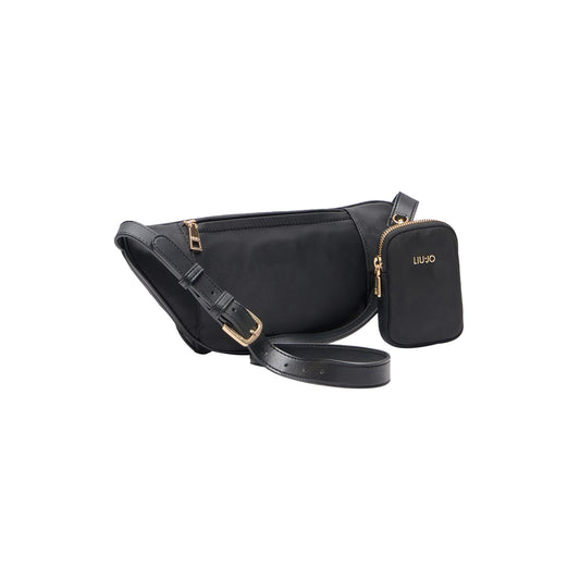 Marsupio Donna in nylon nero con charm retro