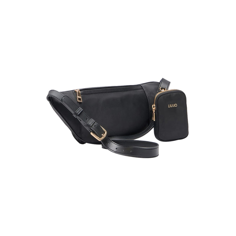 Marsupio Donna in nylon nero con charm retro
