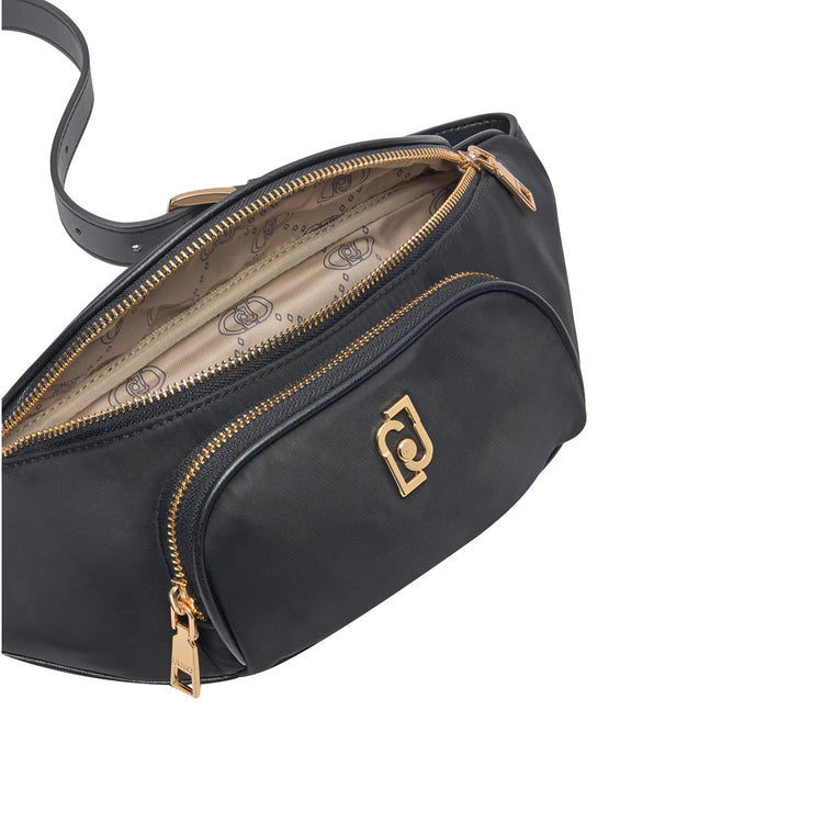 Marsupio Donna in nylon nero con charm