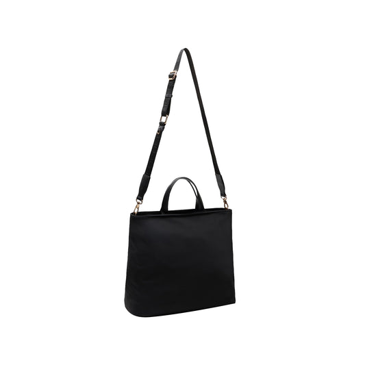 Borsa Donna a mano in nylon con catena Nero retro con tracolla