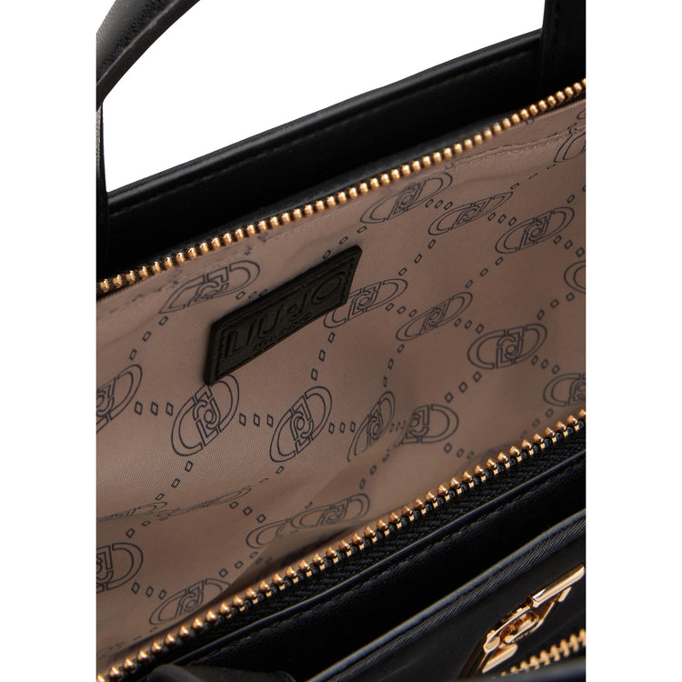 Borsa Donna a mano in nylon con catena Nero interno