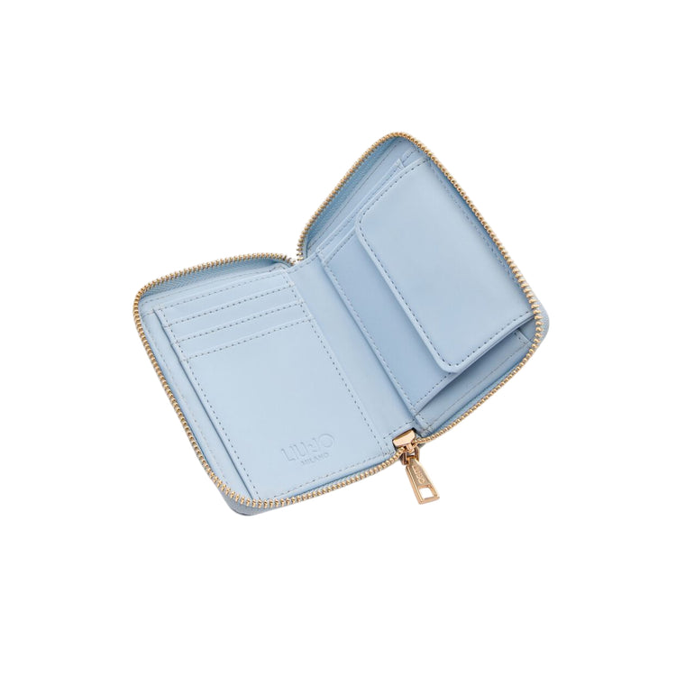 Portafoglio Mini da donna in nylon Celeste interno