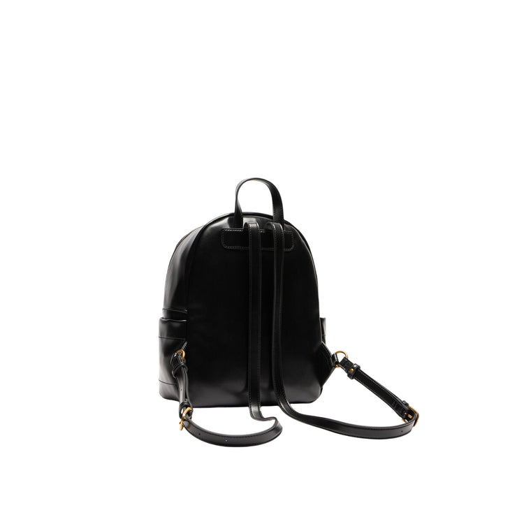 Zaino Nero Donna con logo a rilievo all over e catena retro