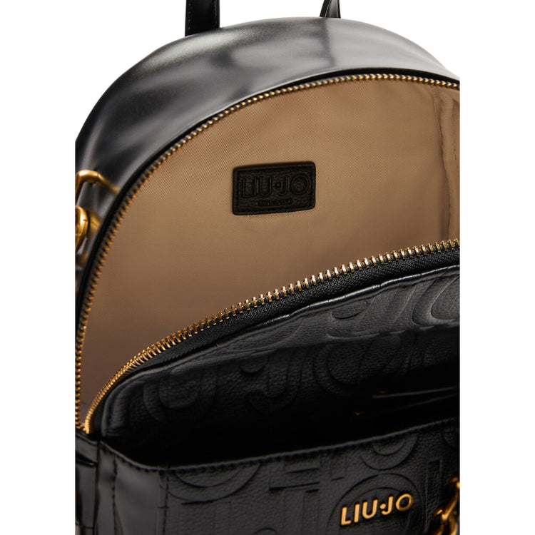 Zaino Nero Donna con logo a rilievo all over e catena interno
