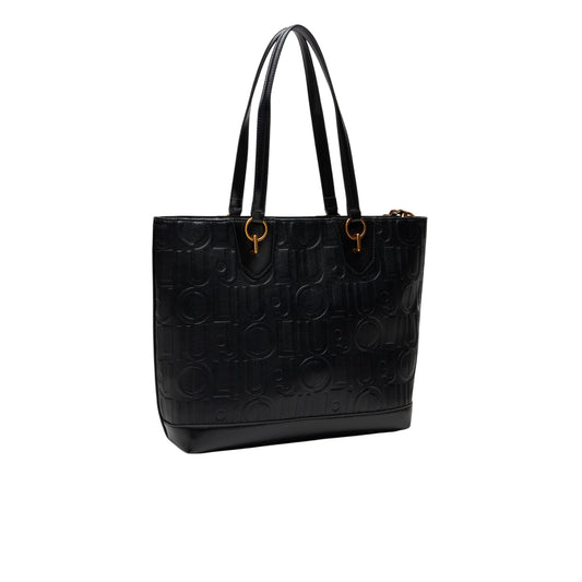 Borsa tote media Nera da donna con catena decorativa retro