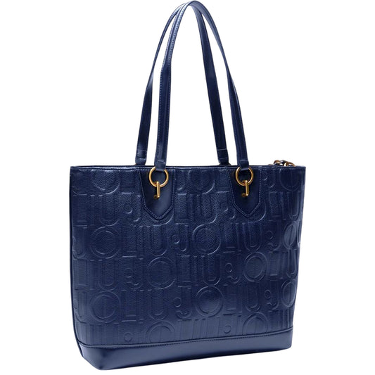 Borsa tote media Blu da donna con catena decorativa retro