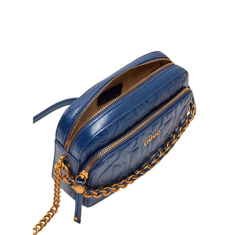 Borsa a tracolla media con catena blu